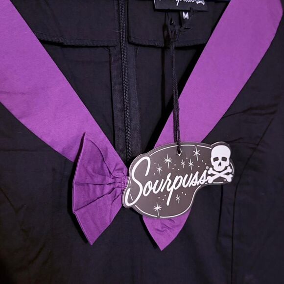 Sourpuss Black and Purple Pencil Dress Size M - Picture 2 of 5
